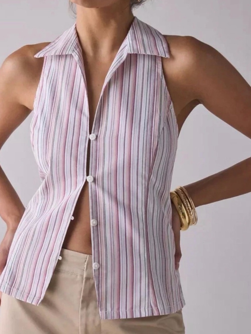 Urban Outfitters UO Party Girl Button Sleeveless Shirt